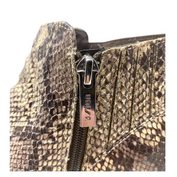 Unisa Sz 9 Brown Snake Reptile Embossed Vegan Leather Print Ankle Boots Booties - Picture 5 of 11